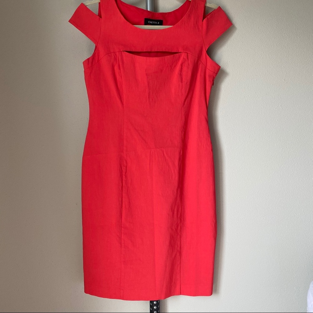 Coral Cutout Cocktail Dress